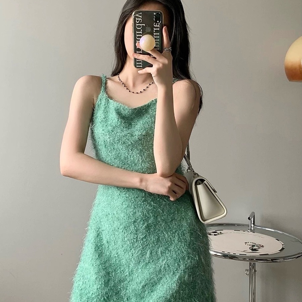 The Limited Green Cowl Neck Slip Mini Dress